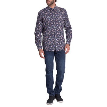 Chemise en coton nuit imprimée avec une coupe droite à boutons