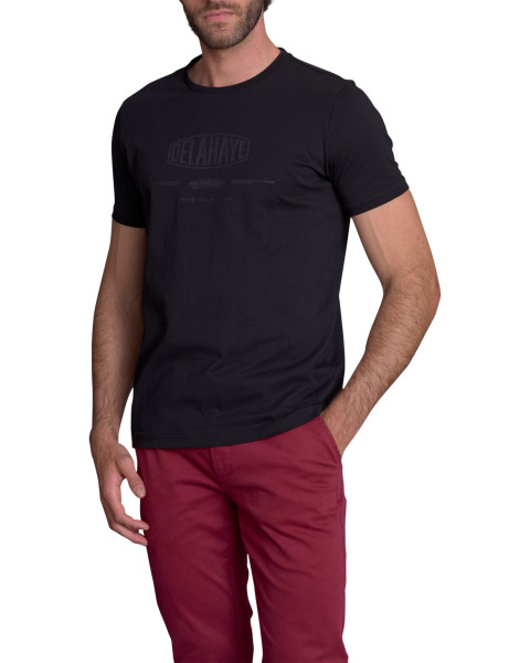 T-shirt en coton noir uni à...