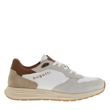 Baskets running 333-Ax802 en cuir beige à talon plat et semelle bicolore