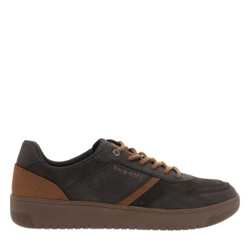 Sneakers marron aspect suédine à talon plat pourvues de lacets ronds