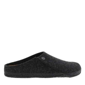 Mules Zermatt en flanelle de laine anthracite à semelle crêpée plate et première nubuck biologique