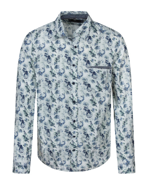 Chemise en coton bleue à...