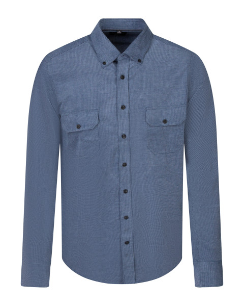 Chemise en coton bleue à...