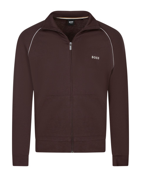 Sweat zippé en coton brun à...