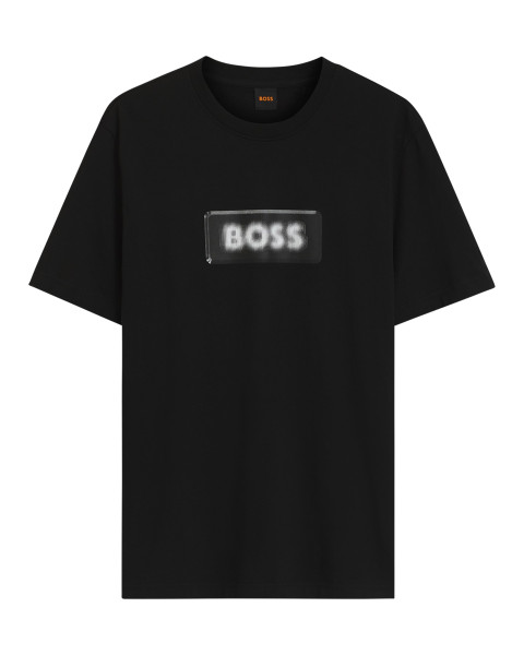 T-shirt noir en coton orné...