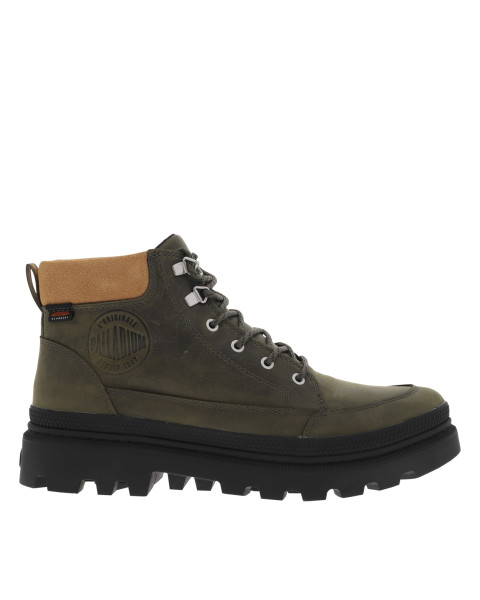 Bottines en cuir kaki à...