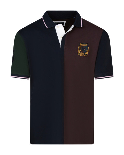 Polo marine et marron à...