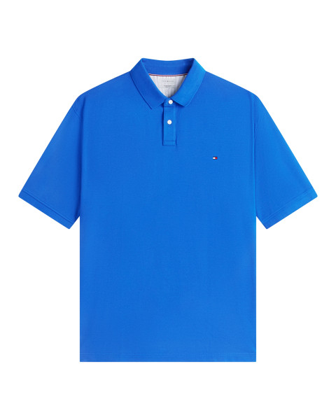 Polo bleu uni en coton...