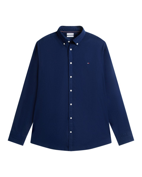 Chemise bleu marine unie en...