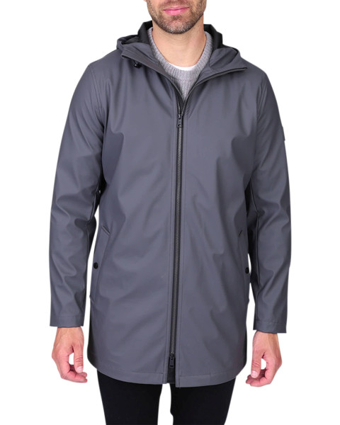 Parka grise à coupe droite...