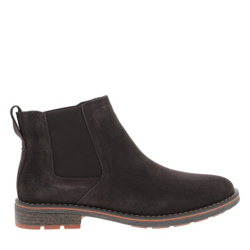 Boots en cuir marron à talon décroché bas pourvues d'un soufflets élastiqués
