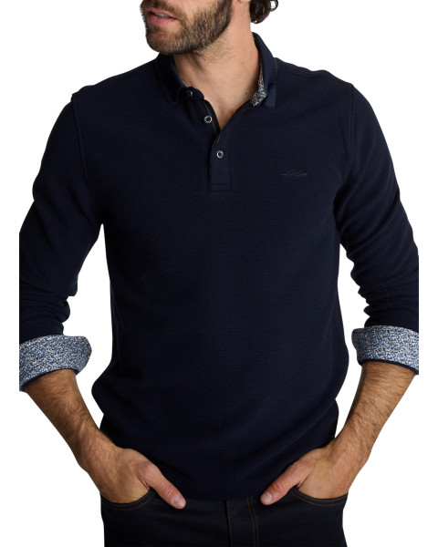 Polo à manches longues bleu...