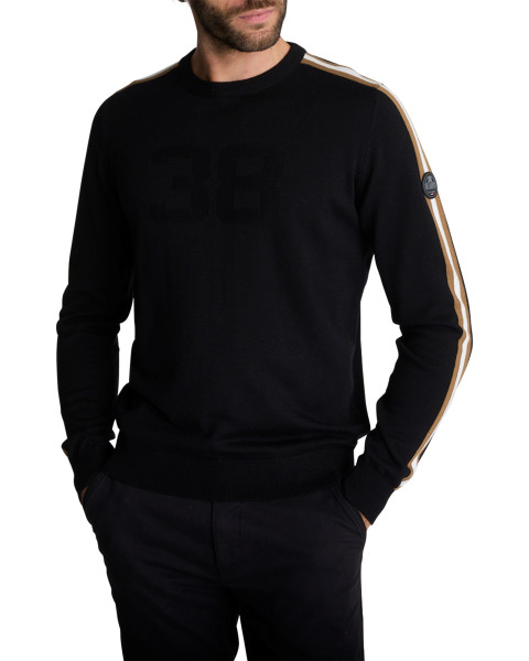 Pull noir uni en maille...