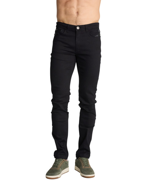 Jean en coton noir uni à...