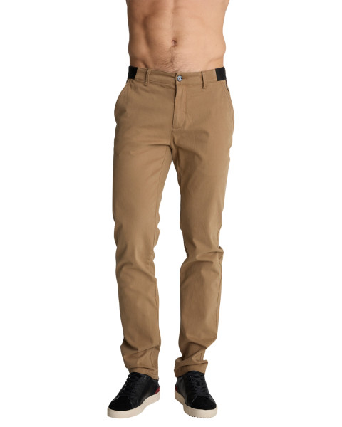 Pantalon chino beige à...