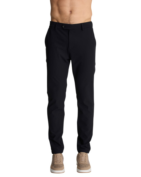 Pantalon chino noir uni à...