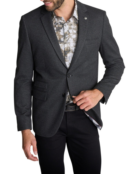 Blazer gris texturé uni...