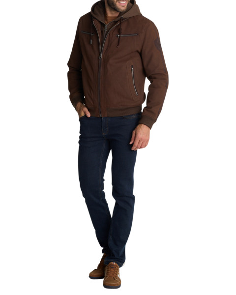 Blouson marron à capuche...