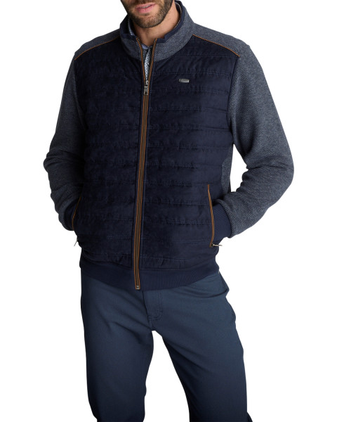 Veste bimatière zippée bleu...