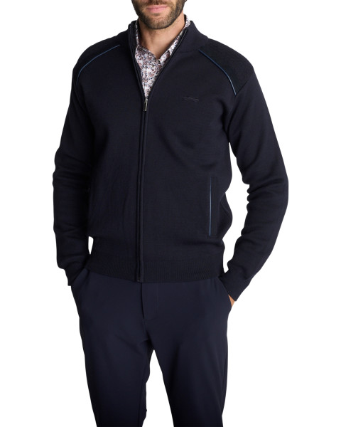 Gilet zippé en maille bleu...