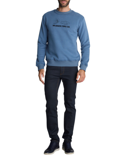 Sweat-shirt à col rond bleu...