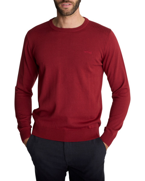 Pull rouge uni en maille...