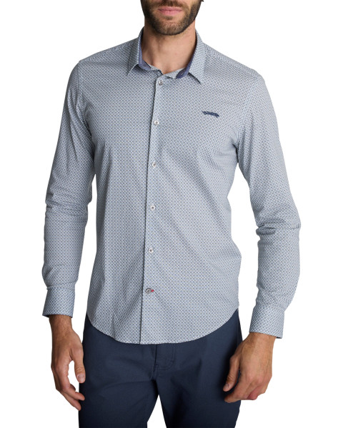 Chemise en coton bleue à...