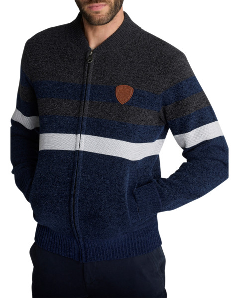 Gilet zippé à rayures en...