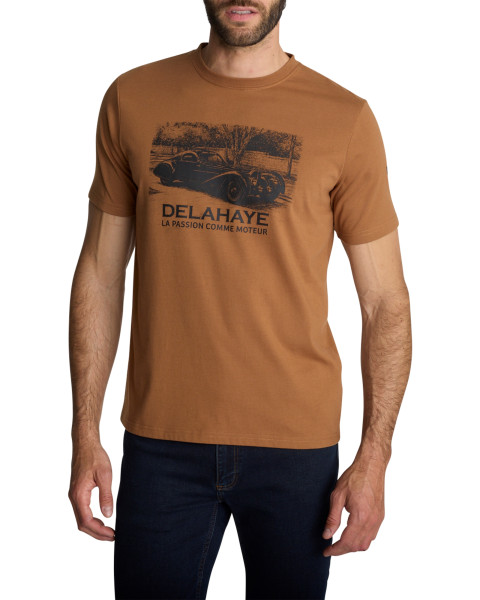 T-shirt camel à col et...